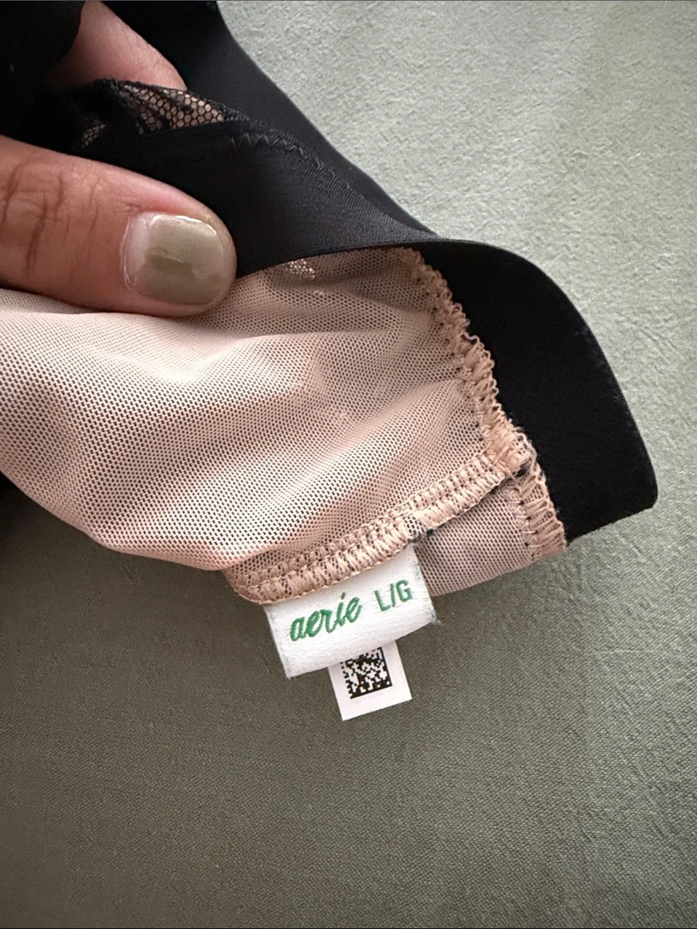 aerie Black Lace Floral Bralette with Nude Lining